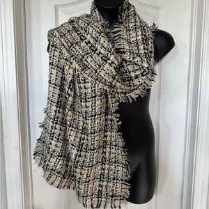 Karl Lagerfeld Black and Cream Tweed Scarf